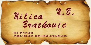 Milica Bratković vizit kartica